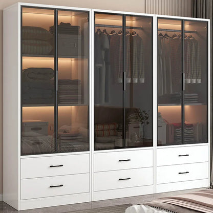 Glass Luxury Simple Wardrobes File Mirror Room White Modern Organizer Cabinets Bedroom Wooden Closets Abiertos Salon Furnitures