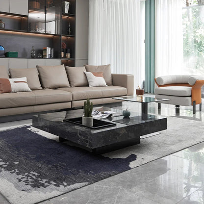 Modern Nordic Living Room Coffee Table Square Design Minimalist Premium Coffee Table Hardcover Marble Table Basse Home Furniture