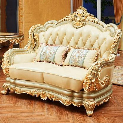 Wood Frame European Living Room Sofa Waterproof Genuine Leather Design Modern Sofa Luxury Relaxing Wohnzimmer Sofas Home Decor