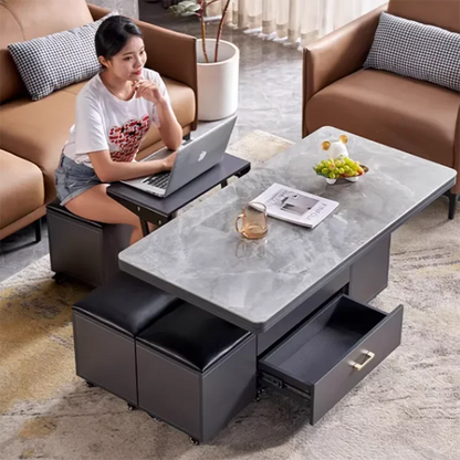 Rectangle Drawers Simple Coffee Table Modern Lift Top Black Marble Coffee Table Nordic Center Design Mesa Auxiliar Furniture