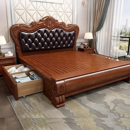 Design Wood Bed Frame Upholstered Modern Mattresses Headboards Bedroom Bed Comforter Set Luxury Hogar Muebles Theater Furniture