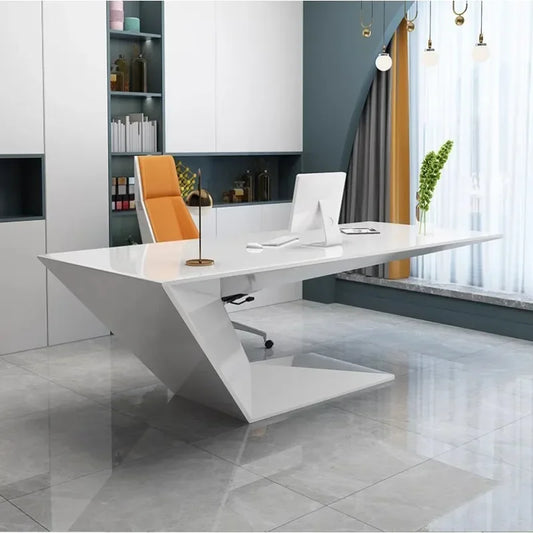 White Executive Modern Aesthetic Luxury  Ergonomic Mesa Escritorio Furniture