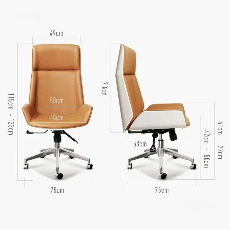 Modern Luxury Leather Computer Chair Lift Swivel Gamer Chair Wooden High Backrest Office Chairs Ergonomic Chair office Furniture