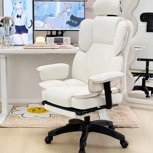 Luxairy Executive Office Chair Armpad Fancy White Design Comfy Mobile Chair Ergonomic Modern Sillas De Oficina Office Furniture