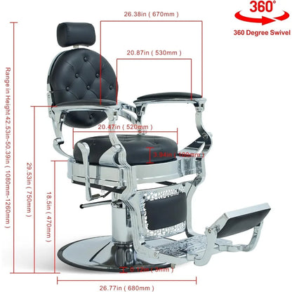 Vintage Barber Chair for Hairdressers Heavy Tattoo Shampoo Beauty Salon Equipment(Black) Professional Hairdressing Furniture