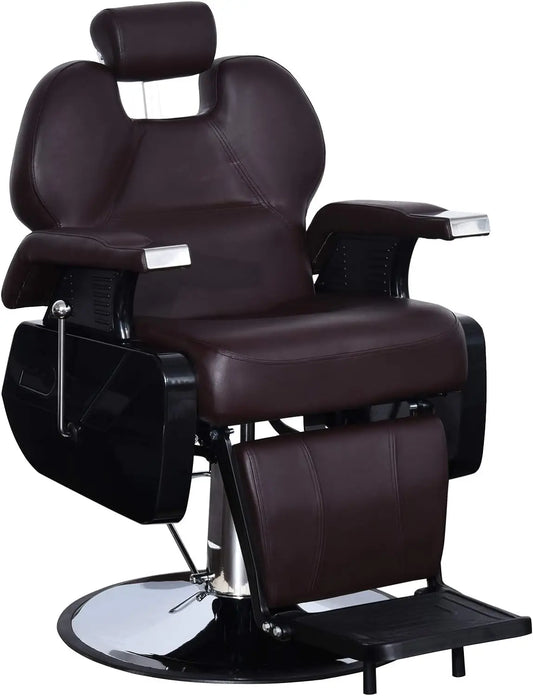 BarberPub Heavy Duty Reclining Barber Chair All Purpose Hydraulic Salon Chair for Barbershop Stylist Tattoo Chair 2687 (Brown)