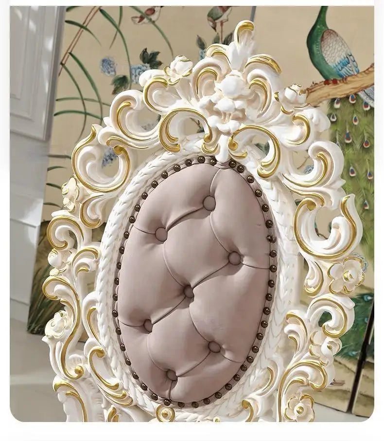 Rococo French Round Table and Chair Combination Colored Painting Restaurant Luxury Furniture European Cream Style