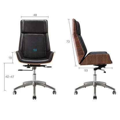 High-Back Bentwood Swivel Office Computer Chair Micro Fiber Leather Office Furniture Home Conference Task Leather Armchair WRXYH