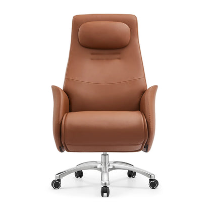 Luxury Royal Design Wooden Base Electric Reclining Genuine Leather Executive Boss Office Chair