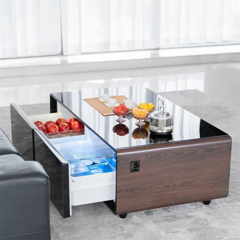 Smart Coffee Table with Dual Door Refrigerator Multifunctional Modern Furniture