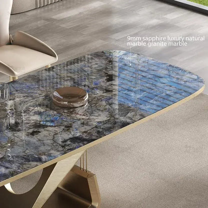 Luxury Marble Kitchen Tables Six Chair In Blue Design SquareTable Frame Panel Countertop White Dining Room Sets Home Furniture