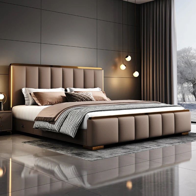 Elegant Luxury Double Bed King Size Italian Comferter Bed Modern Villa Cama De Casal Bedroom Set Furniture