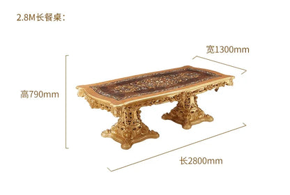 French palace style long dining table and chair combination of classical luxury dining table European restaurant furniture