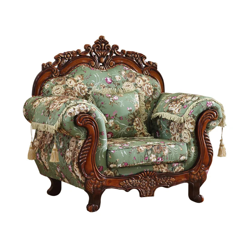 European Style Fabric Sofa Luxury Luxury Living Room Combination Sofa Solid Wood Classic American Style Garden Sofa Furniture