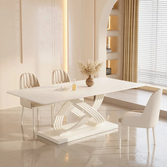 White Modern Dining Table Set 4 Chairs Italian Large Luxurious Dinning Tables Chair Complete Muebles De Cocina Kitchen Furniture