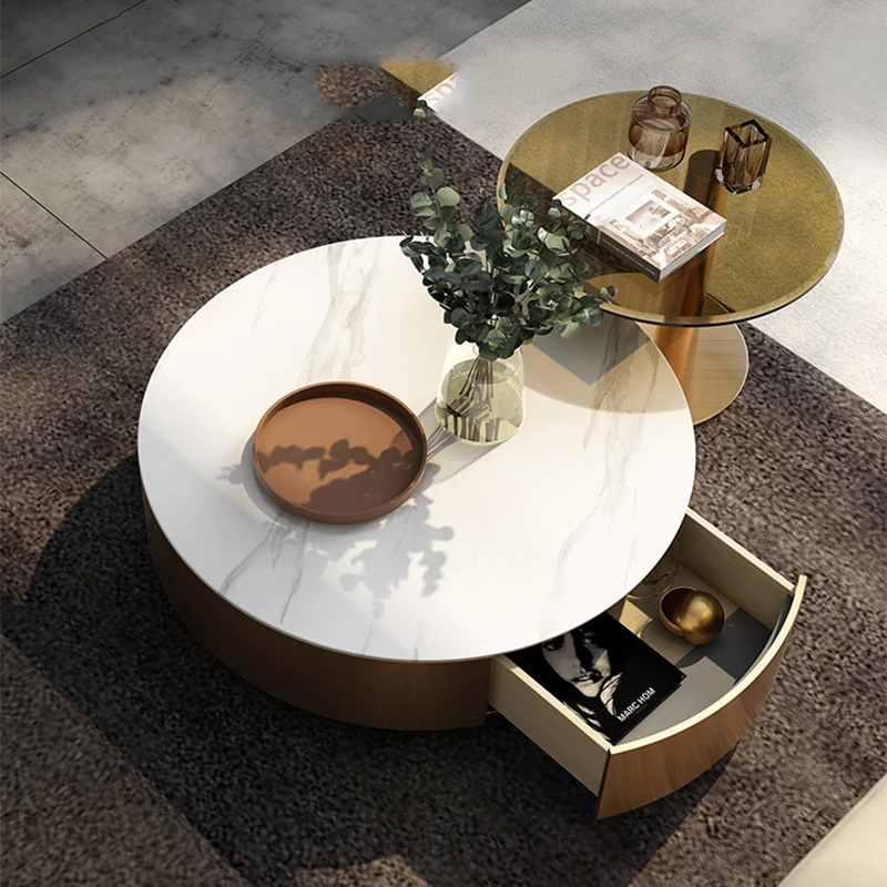 Luxury Round Coffee Tables Center Floor Metal Living Room Designer Dining Coffee Tables Console Muebles Hogar Home Furniture