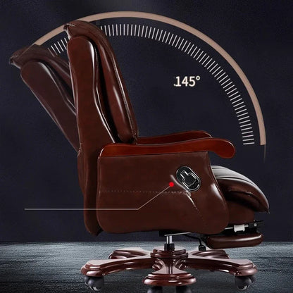 Solid Wood Office Chair Organizer Elastic Leather Adjustable Executive Roller Office Chair Swivel Luxury Chaises Furniture