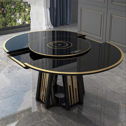 Extendable Luxury Dining Table Dinner Hotel Restaurant Kitchen Tables Round Oval Modern Mesas De Restaurante Home Furniture