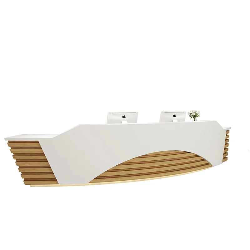 Simplicity Curve Luxury Design Restaurant Front Desk Reception Cashier Counter Desk Beauty Pulpito De Iglesia Modern Furniture