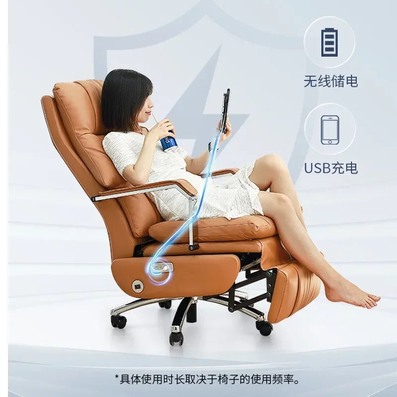 Electric Massage Office Chair Leather Business Reclining Office Chair Computer Study Function Silla Escritorio Home Furniture