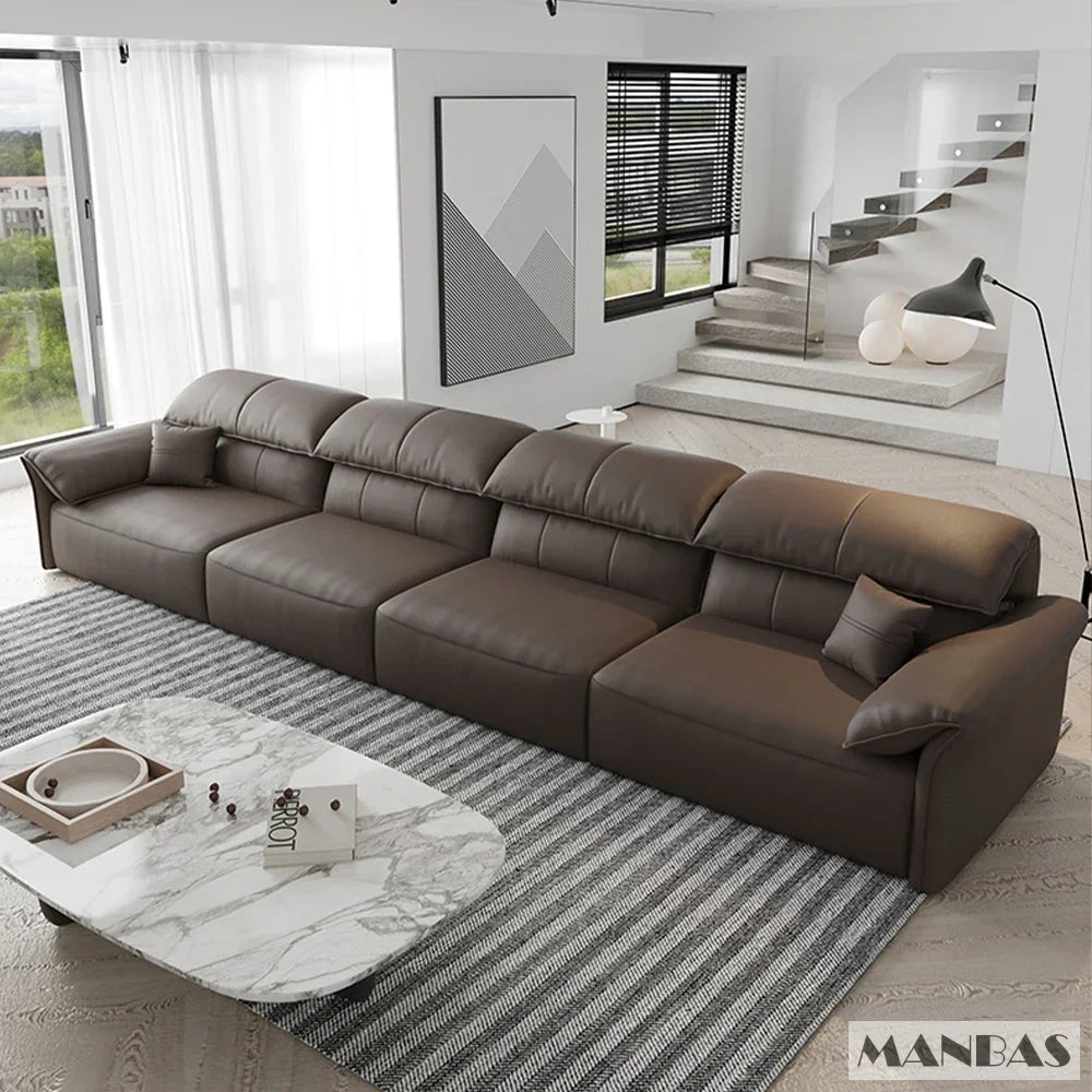 MANBAS Multifunction Folding Sofa Convertible - Electric Sofa Bed with Genuine Leather and Reclining Function for Home Cinema