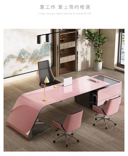 Minimalist Modern Fashion President Manager Desk Executive Desk White Paint  Boss Desk Office Furniture