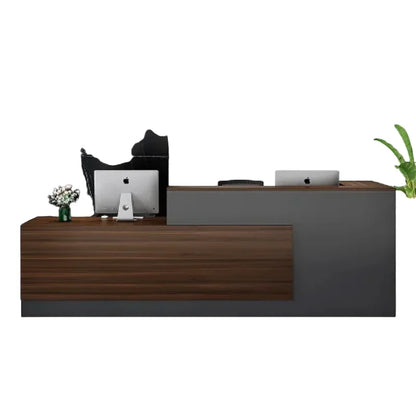 White Desk Design Customized Logo MFC Wood Counter Front Desk White Office Reception Front Lobby Table Shop Counter Desk