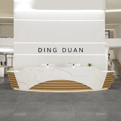 Simplicity Curve Luxury Design Front Desk Restaurant Reception Cashier Counter Desk Beauty Pulpito De Iglesia Modern Furniture