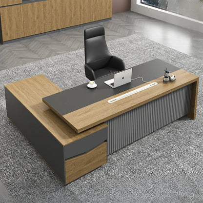 Work Desk Luxury Executive L Shaped Office Minimalist Modern Writing Table Simple Shelves Vanity Escritorio Computer Student