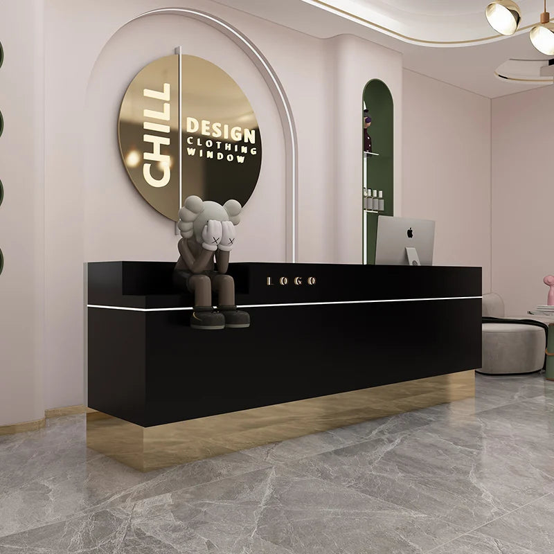 Shop Reception Counter Desk L Shaped Reception Desk Nail Salon Luxury Office Parental Advisory Comptoir De Caisse Bar Furniture