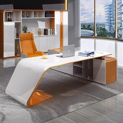 Modern Reception Office Desk Standing L Shaped Boss Executive Computer Desks Storage European Office Furniture