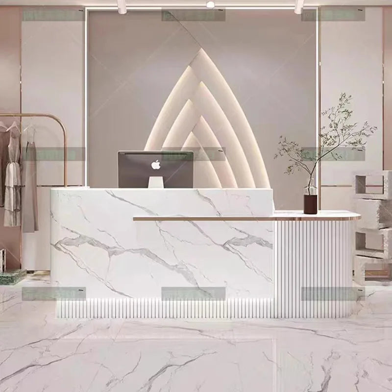 White Counter Reception Desks Beauty Salon Church Shop Pulpit Reception Desks Commercial Bureau Meuble Office Desk Furniture