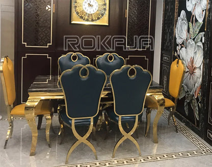 Marble Dining Table Luxury Dining Room Table Golden Stainless Steel 6 8 Chairs Seater European Modern Dining Table Set