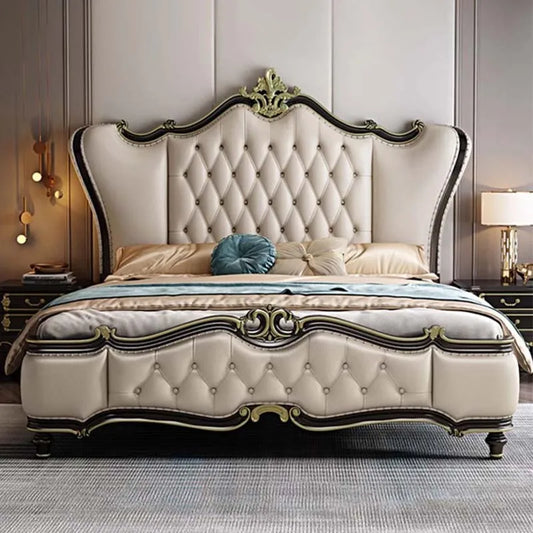 King Size Marriage Bed European Aesthetic Modern Luxury Bed Bedroom Multifunctional Camas De Casal De Luxo Home Furniture