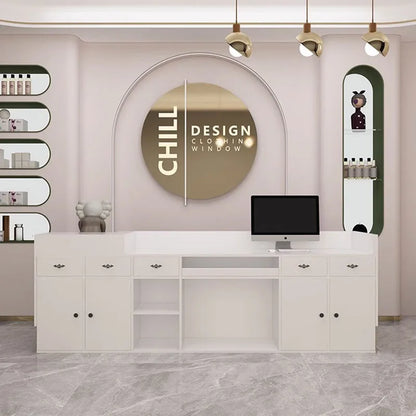 Shop Reception Counter Desk L Shaped Reception Desk Nail Salon Luxury Office Parental Advisory Comptoir De Caisse Bar Furniture