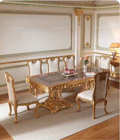 French palace style long dining table and chair combination of classical luxury dining table European restaurant furniture