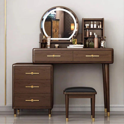 Aesthetic Design Dresser Cabinet Brown Nordic Modern Wood Modern Makeup Table Storage Organizer Mesa De Maquillaje Furniture