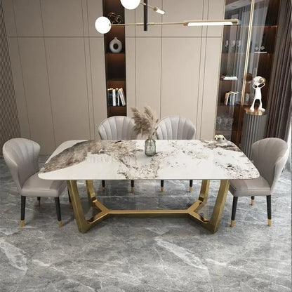 Luxury Desk Dinning Tables Sets Console Stainless Steel Marble Kitchen Wedding Dinning Tables Sets Chairs Mesa Comedor Furniture