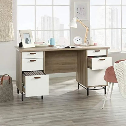 Executive Desk, L: 56.3" x W: 22.13" x H: 29.53", Sky Oak Finish