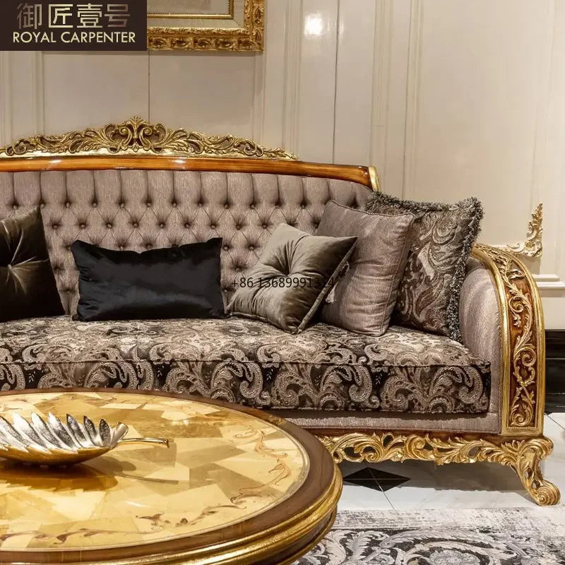 European fabric sofa luxury large villa living room furniture Turkish series customization