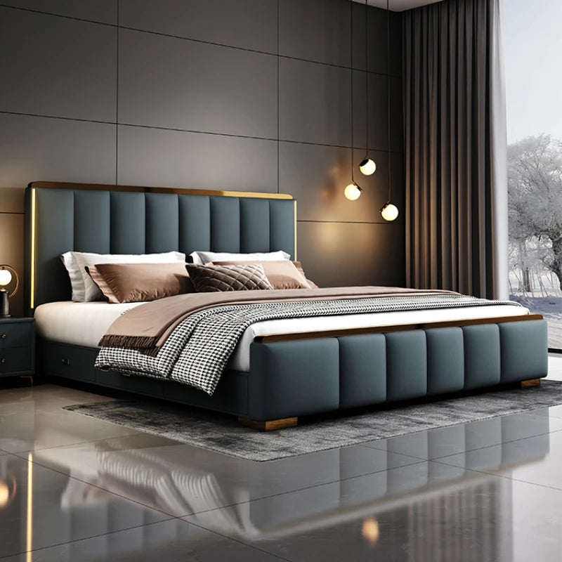 Elegant Luxury Double Bed King Size Italian Comferter Bed Modern Villa Cama De Casal Bedroom Set Furniture