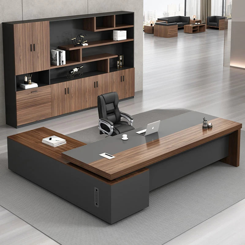 Luxury Corner Office Desk Writing Drawers Executive L Shaped Conference Office Desk Storage Table Ordinateur Modern Furniture