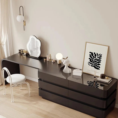 Blaxk Storage Dresser Make Up Mirror Aesthetic Modern Wooden Dressing Table Nordic 6 Drawer Penteadeira Furniture For Bedroom