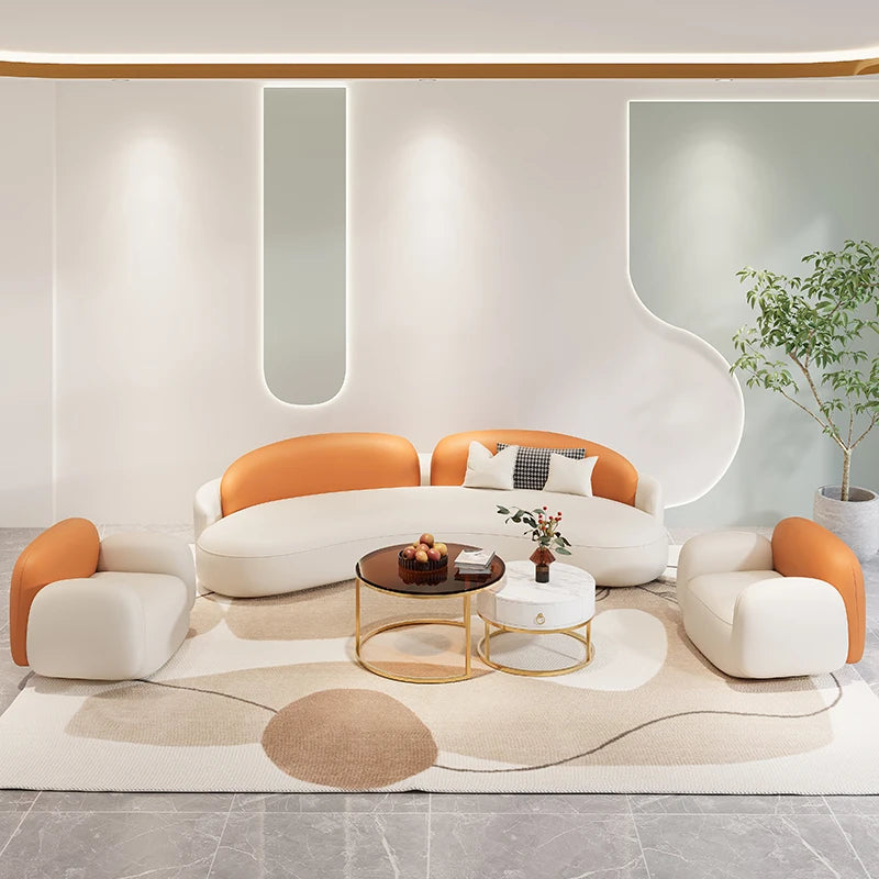 Luxury Fancy Unique Sofas Kawaii Orange Cute Lazzy Floor Living Room Sofas Modern White Divani Da Soggiorno Apartment Furniture