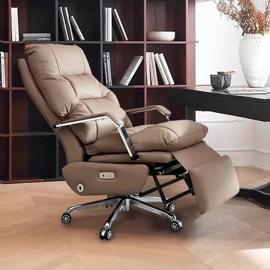 Electric Massage Office Chair Leather Business Reclining Office Chair Computer Study Function Silla Escritorio Home Furniture