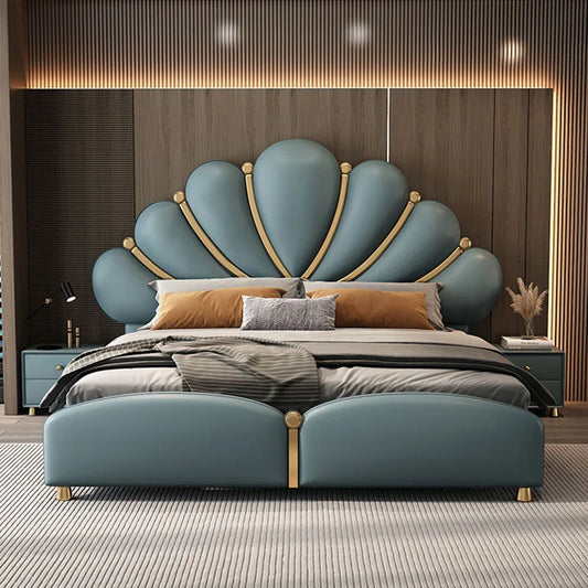 Kids European Double Bed Royal Wood King Headboard Frame Double Bed Modern Wood Boys Cama Matrimonio Furniture For Bedroom