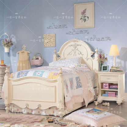 Bedroom furniture French cream style solid wood bed child bed girl princess bed storage bed to prevent abnormal noise