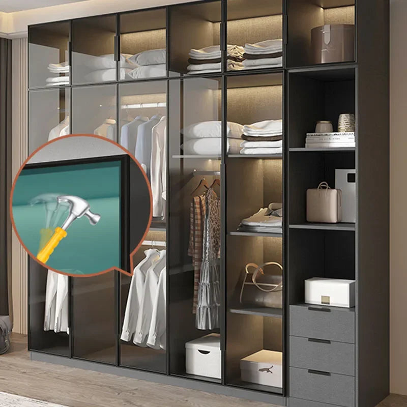 Modern Closet Wardrobes Display Bedroom Shelf Luxury Drawers Clothing Rack Bedroom Cloth Display Meuble De Rangement Furniture