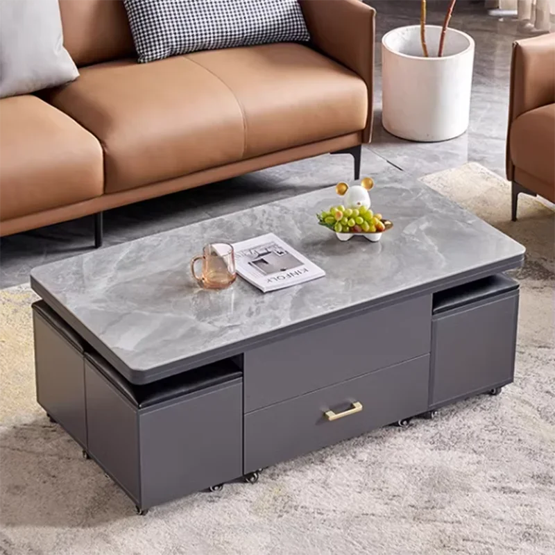 Rectangle Drawers Simple Coffee Table Modern Lift Top Black Marble Coffee Table Nordic Center Design Mesa Auxiliar Furniture