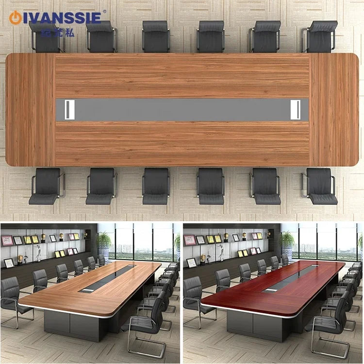 High end wooden 20 person modern meeting room table conference office desk